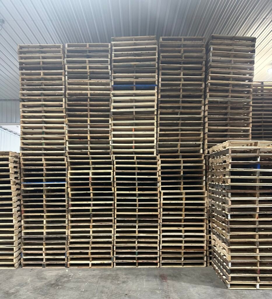 Stacks of pallets, ready to be delivered.